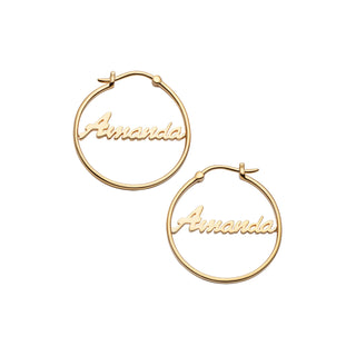 14K Gold over Sterling Personalized Name Small Hoop Earring