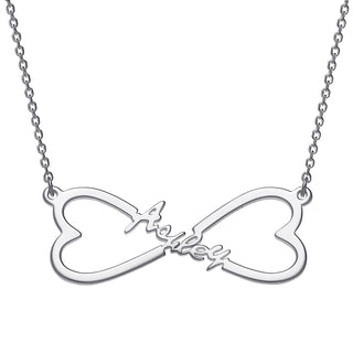 Sterling Silver Personalized Name Heart Infinity Necklace