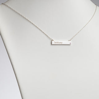 Sterling Silver Personalized Name and Birthstone Bar Necklace