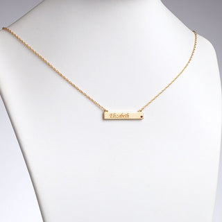 14K Gold over Sterling Personalized Name and Birthstone Bar Necklace