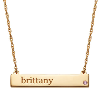 14K Gold over Sterling Personalized Name and Birthstone Bar Necklace