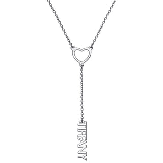 Sterling Silver Uppercase Name and Heart Y-Necklace