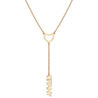 14K Gold over Sterling Uppercase Name and Heart Y-Necklace