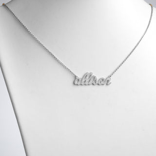 Sterling Silver Lowercase Script Name with Outline Necklace