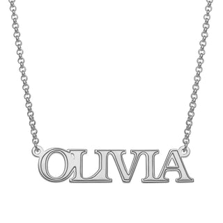 Sterling Silver Uppercase Name with Outline Necklace