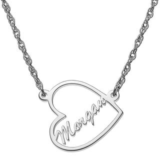 Sterling Silver Petite Open Heart with Name Necklace