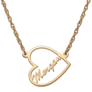 14K Gold over Sterling Petite Open Heart with Name Necklace