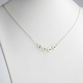 Sterling Silver Initial Discs Station Necklace - 4 Discs