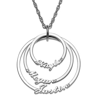 Script Name with Circle Necklace - 3 Names