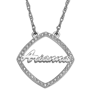 Sterling Silver Name with CZ Surround Necklace