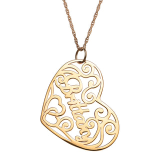 14K Gold over Sterling Name with Filigree Heart Necklace