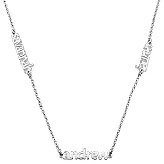 Sterling Silver Petite Block Family Name Necklace- 3 Names