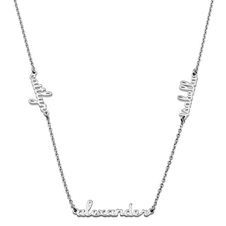 Sterling Silver Petite Script Family Name Necklace- 3 Names