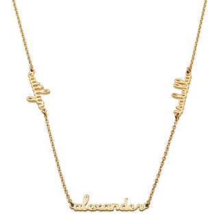 14K Gold over Sterling Petite Script Family Name Necklace- 3 Names