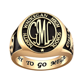 14K Gold over Sterling Ladies Oval Signet Class Ring