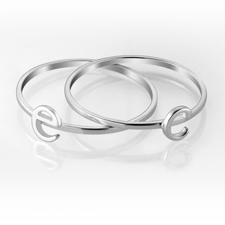 Sterling Silver Petite Lowercase Initials Ring - Set of 2