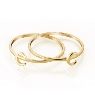 14K Gold over Sterling Petite Lowercase Initials Ring - Set of 2