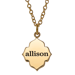 14K Gold over Sterling Clover Leaf Engraved Name Pendant