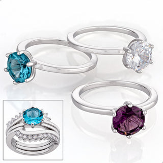 3 Piece CZ Solitaire Ring with Jacket Set