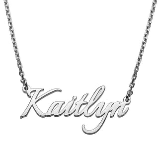 Sterling Silver Petite Fancy Script Name Necklace