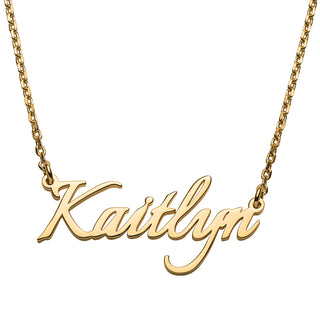 14K Gold over Sterling Petite Fancy Script Name Necklace