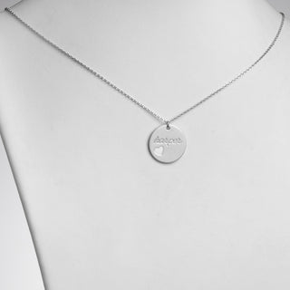 Sterling Silver Engraved Name Disc with Heart Necklace