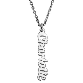 Sterling Silver Petite Script Vertical Name Necklace