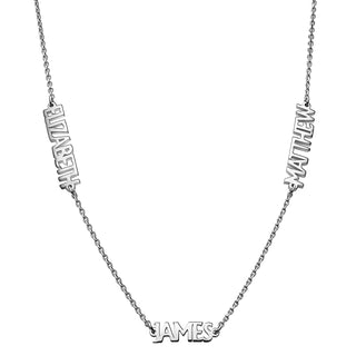 Sterling Silver Petite Uppercase 3 Name Station Necklace