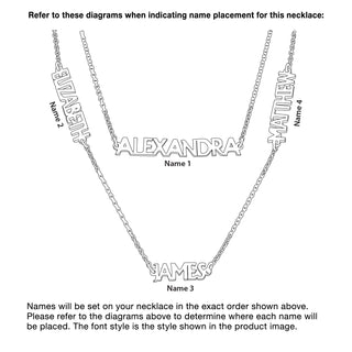 Sterling Silver Petite Uppercase 4 Name Station Necklace