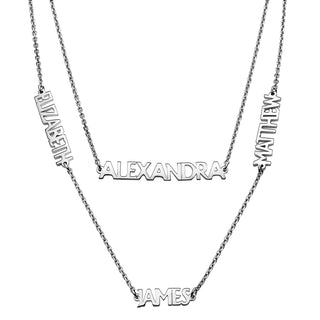 Sterling Silver Petite Uppercase 4 Name Station Necklace