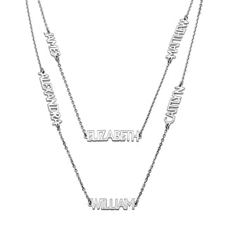 Sterling Silver Petite Uppercase 6 Name Station Necklace