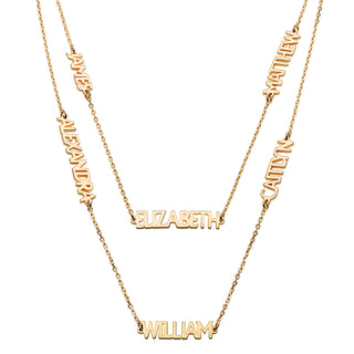 14K Gold over Sterling Petite Uppercase 6 Name Station Necklace