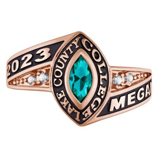 Women's Rose Gold Marquise Birthstone  Class Ring