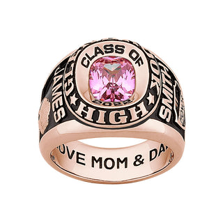 Men's Rose Gold CELEBRIUM Double Row Traditional Birthstone Class Ring