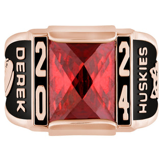 Men's Rose Gold CELEBRIUM Traditional Deco Birthstone Class Ring