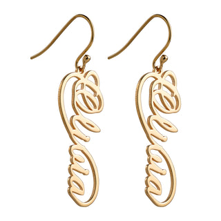 14K Gold over Sterling Script Name Infinity Dangle Earrings