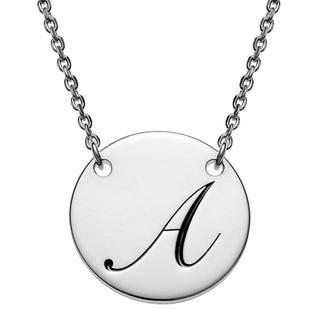 Sterling Silver Engraved Initial Station Disc Necklace