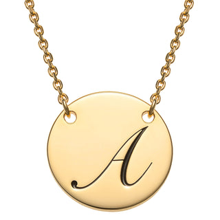 14K Gold over Sterling Engraved Initial Station Disc Necklace