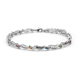 Silver Plated Family Engraved Names Bracelet