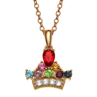 14K Gold over Sterling Mother's Family Crown Birthstone Pendant
