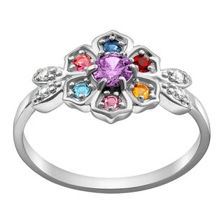 Mother's Family Flower Birthstone Ring