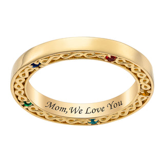 Family Infinity Engraved Birthstone Band