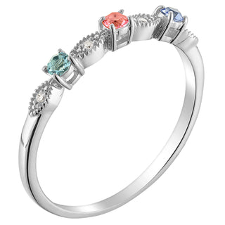 Vintage Birthstone with Diamond Accent Ring