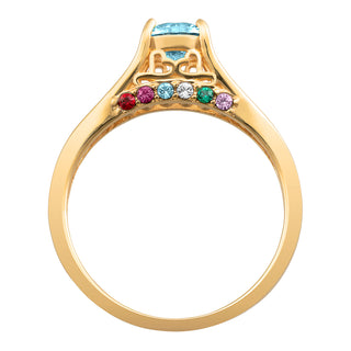 14K Gold over Sterling Mother's and Family Birthstone Ring