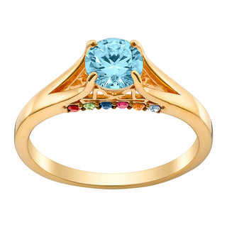 14K Gold over Sterling Mother's and Family Birthstone Ring