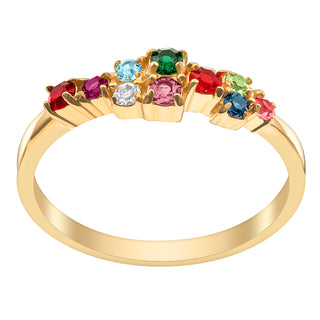 14K Gold over Sterling Mother's and Family Birthstone Ring