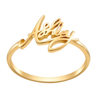 14K Rose Gold over Sterling Script Name Ring