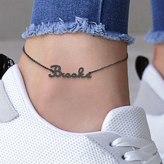 Stainless Steel Fancy Script Name Anklet