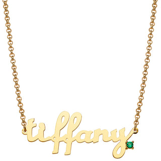 Personalized Lowercase Script Name with Birthstone Accent Necklace