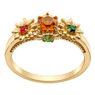 14K Gold over Sterling Mother's Family Flower Birthstone Ring